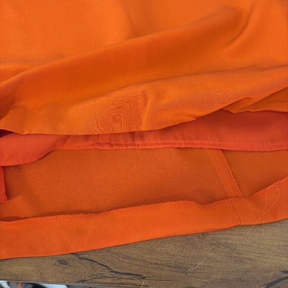 Eliza J Dress Size 10 Silk Color Block Orange Lined Back Zipper Scoop Neck FLAWS - Picture 8 of 13